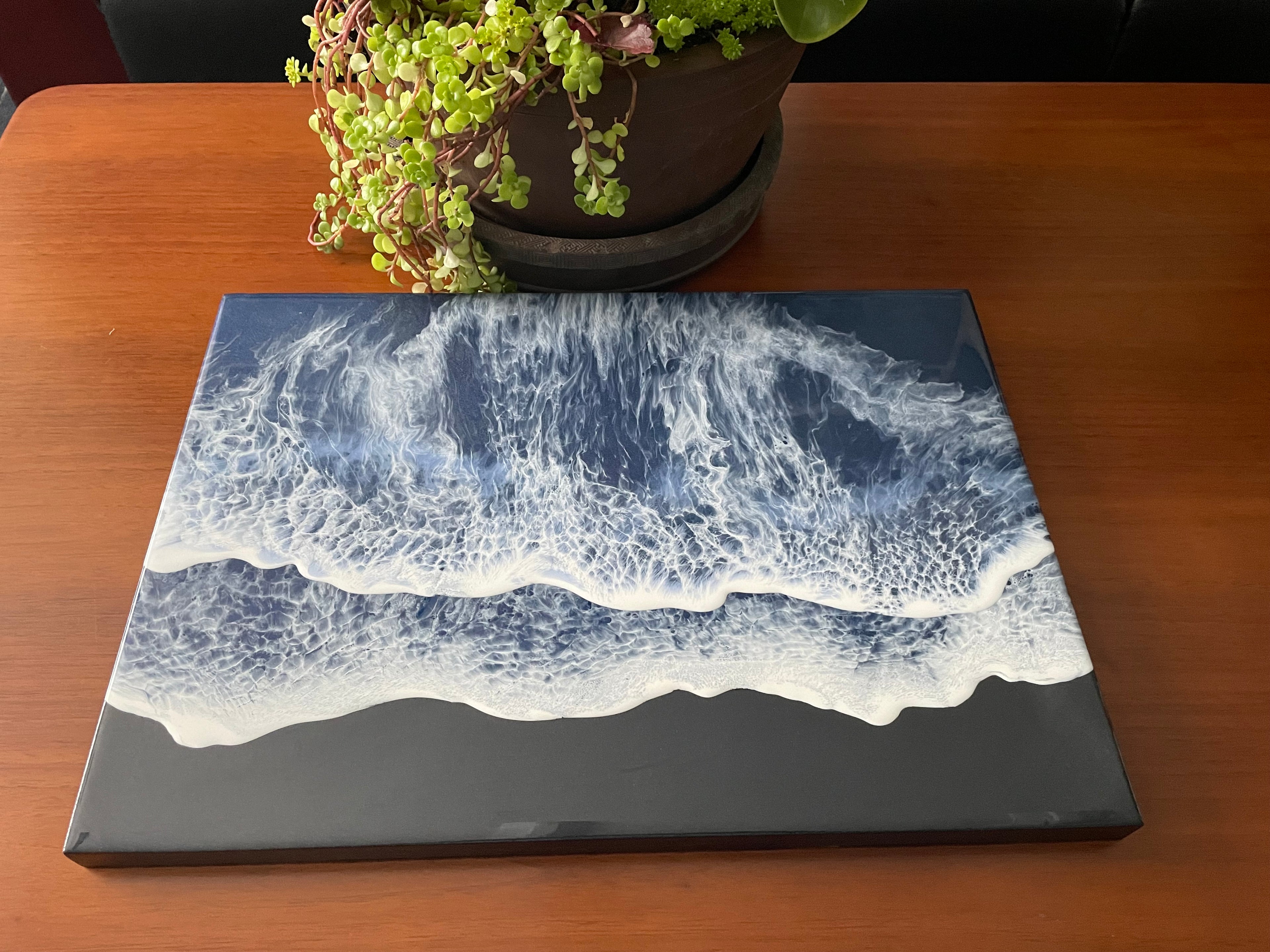 A3 レジンアート【Black Waves】A3   S-02