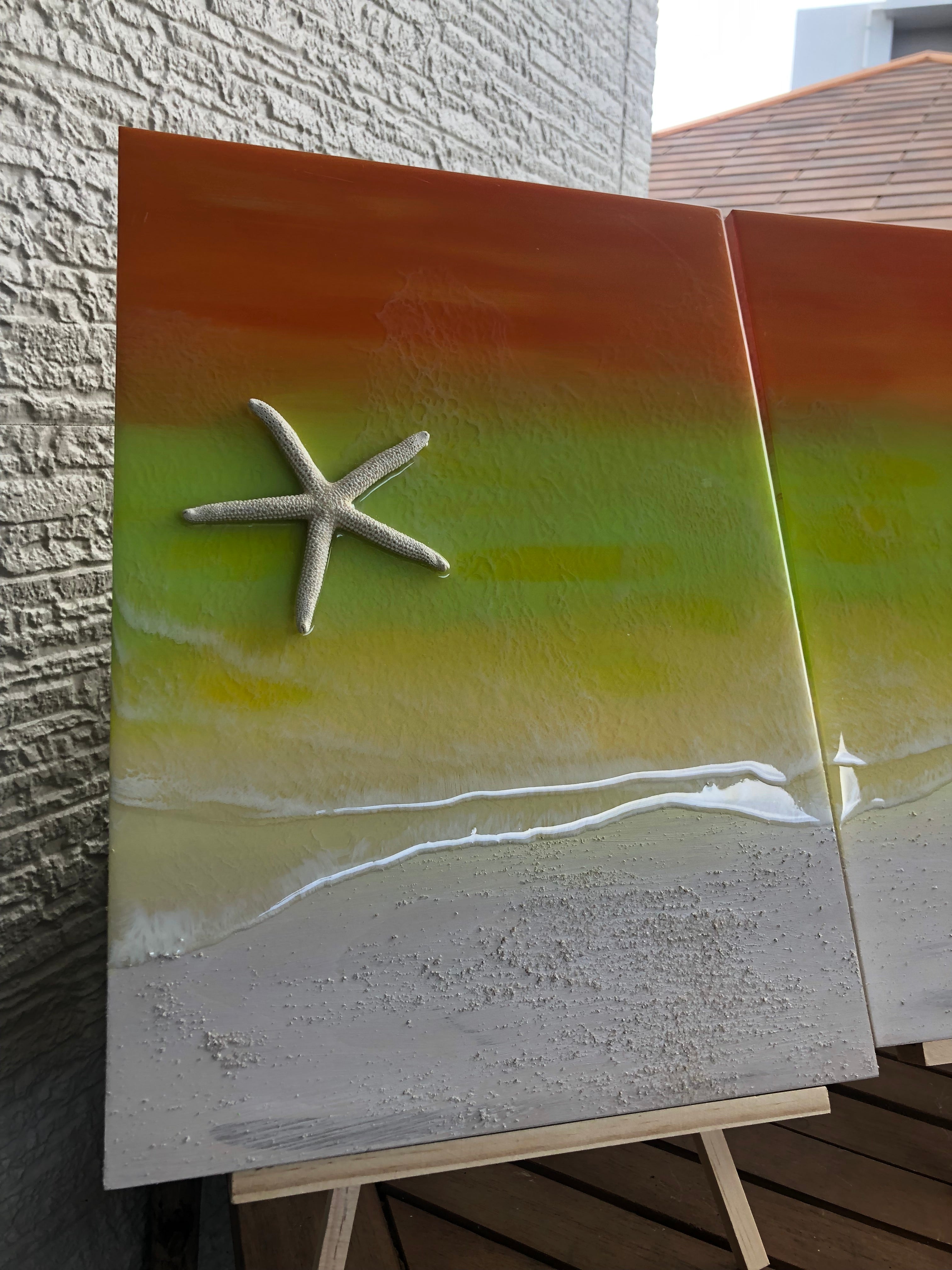 A3 レジンアート【Sunrise Waves】A3 ３枚１セット　　A3×3-02