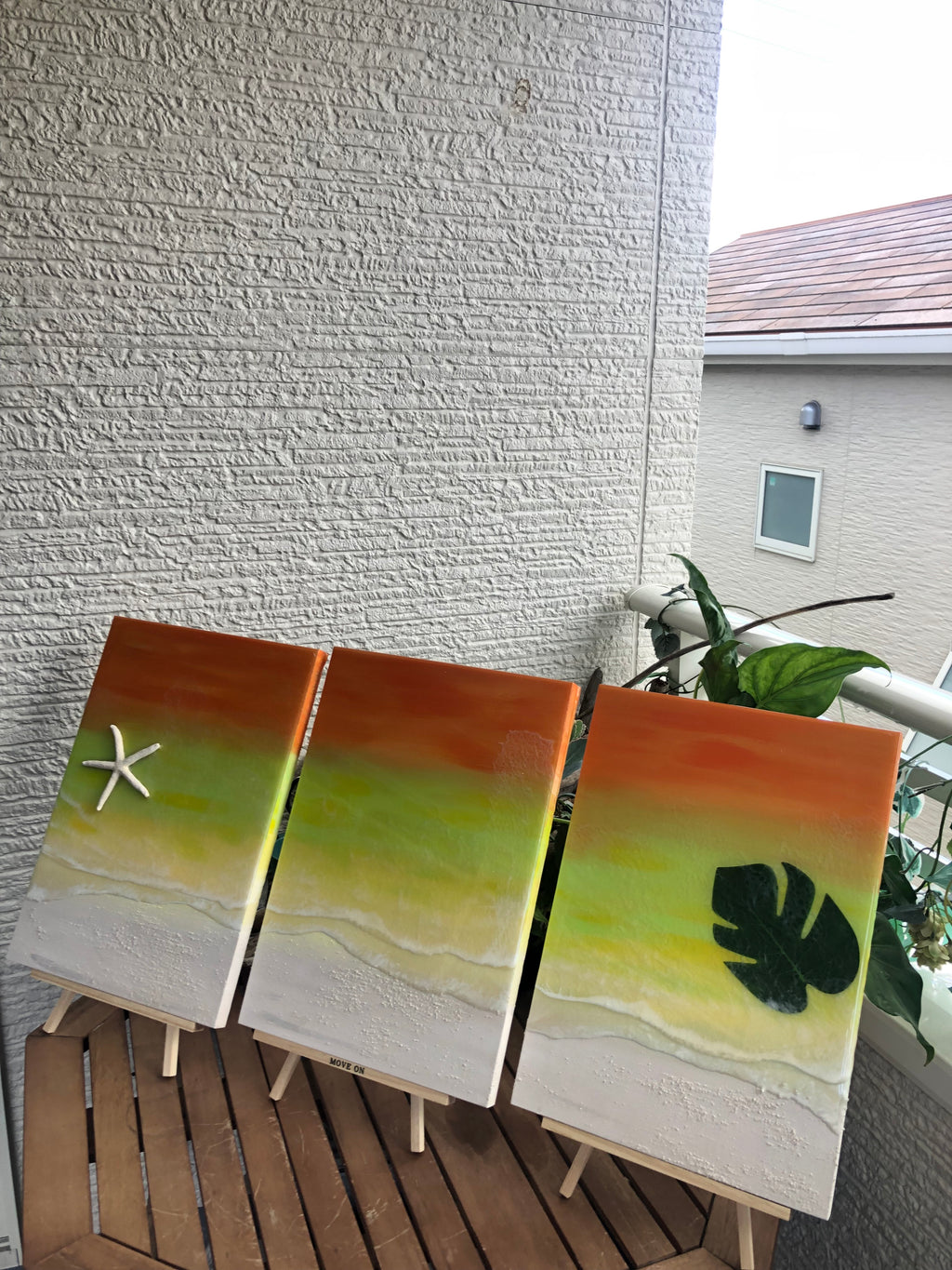 A3 レジンアート【Sunrise Waves】A3 ３枚１セット　　A3×3-02